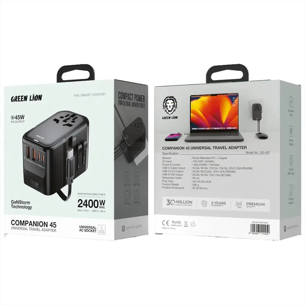 Green Lion COMPANION 45 GaN PD 45W Travel Adapter