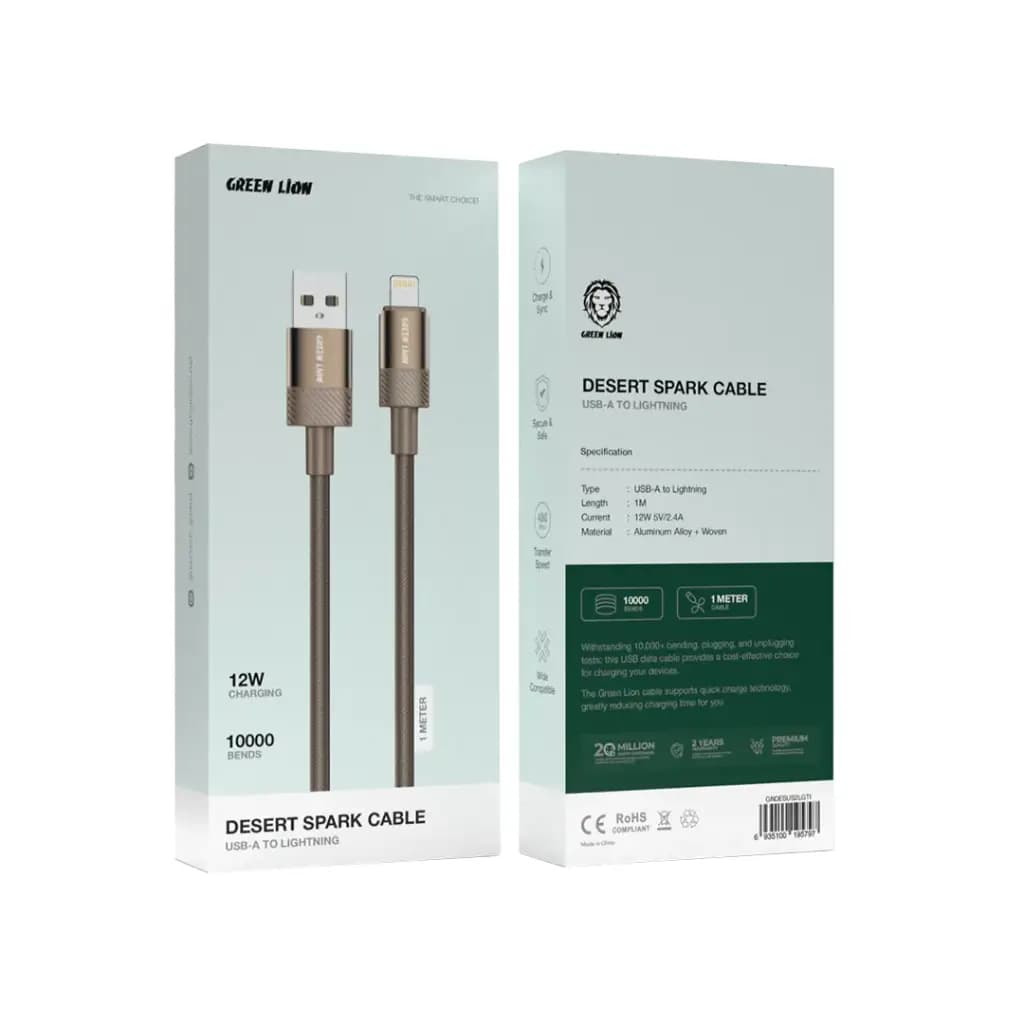 Green Lion Desert Spark USB-A to Lightning Cable 1M 12W