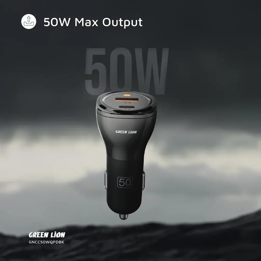 Green Lion Dual Port Car Charger 50W (PD 30W + QC 20W)