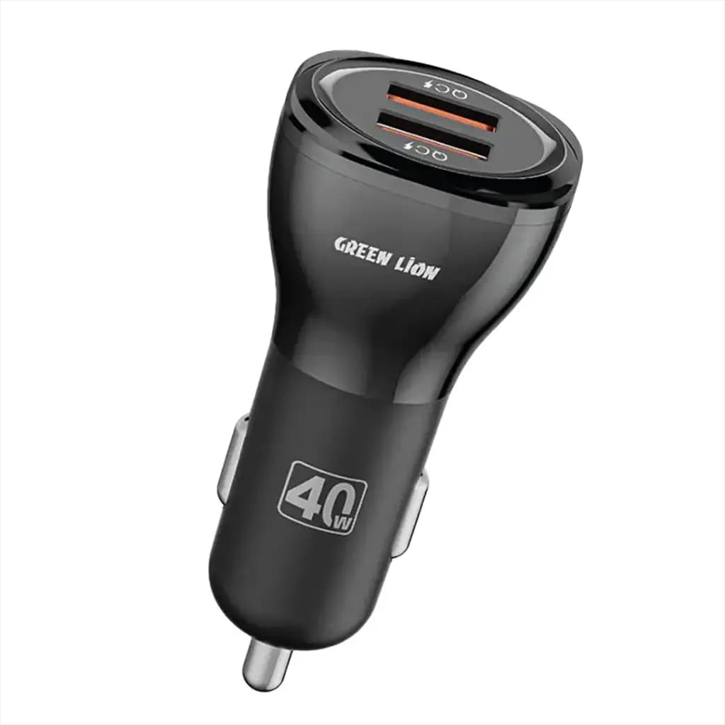 Green Lion Dual QC3.0 40W Car Charger with USB-A to Lightning Cable 1M