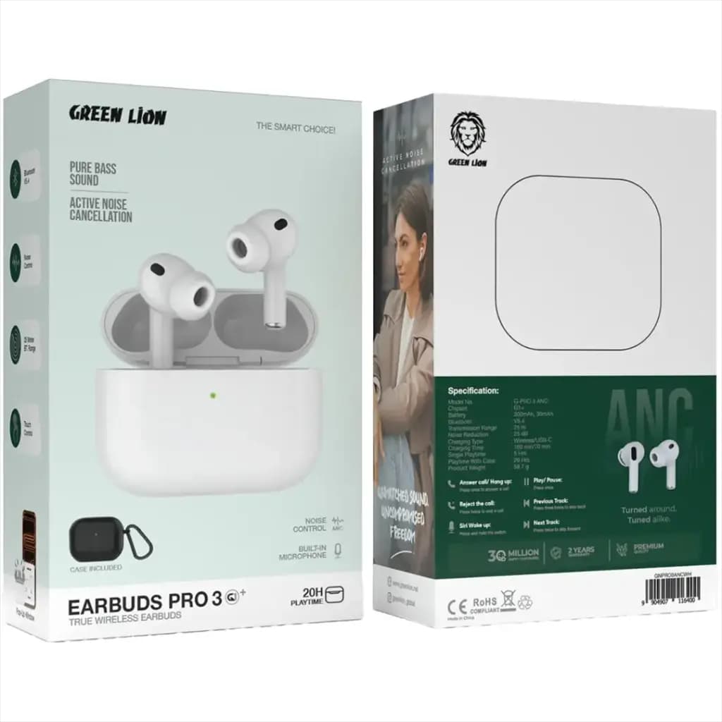 Green Lion Earbuds Pro 3 True Wireless Earbuds with ANC