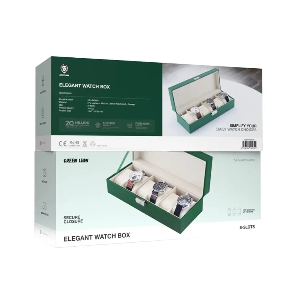 Green Lion Elegant Watch Box 6 slots