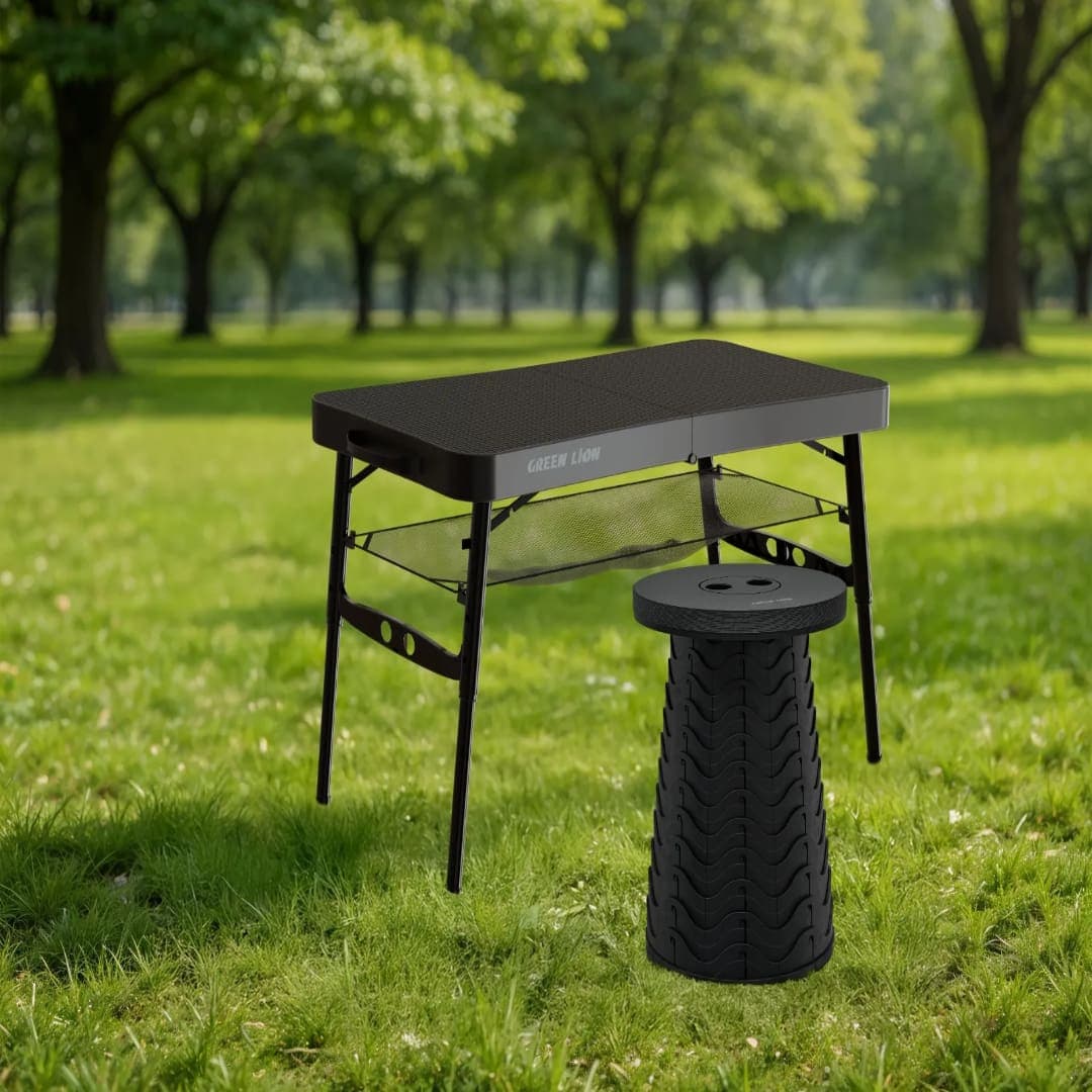 Green Lion Foldable Travel Camping Table & Stool