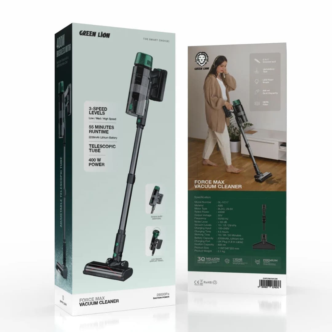Green Lion Force Max Vacuum Cleaner Cordless 400W 29000Pa