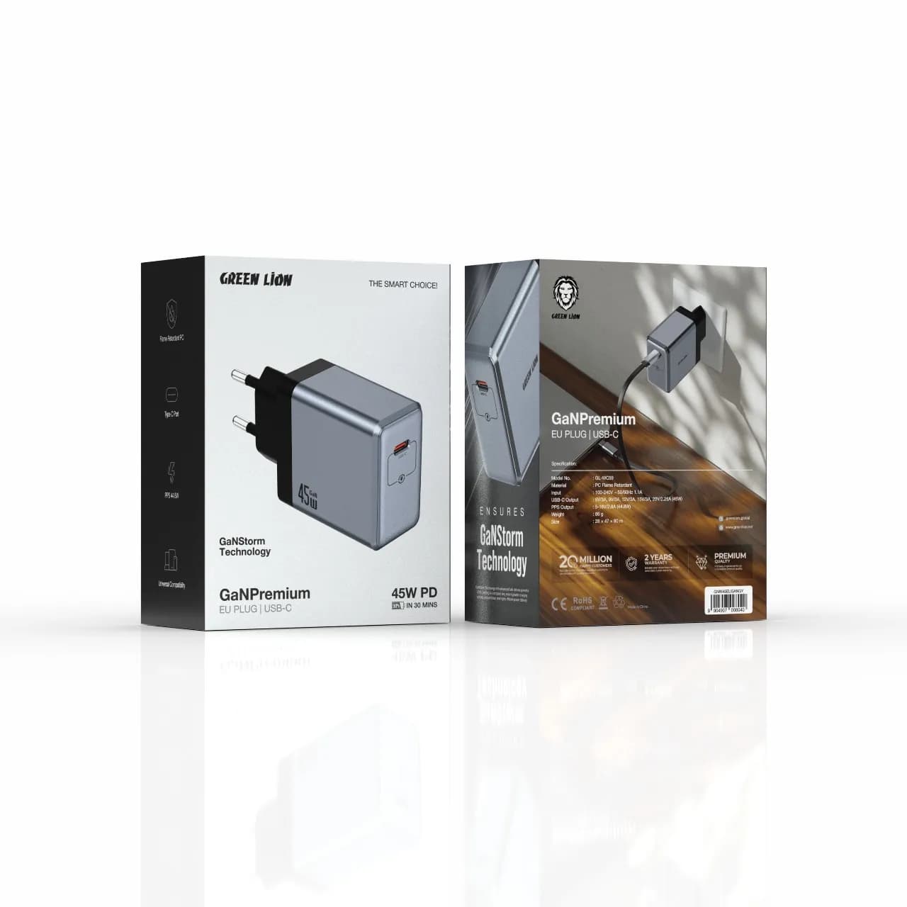 Green Lion GaN 45W USB-C EU Wall Charger