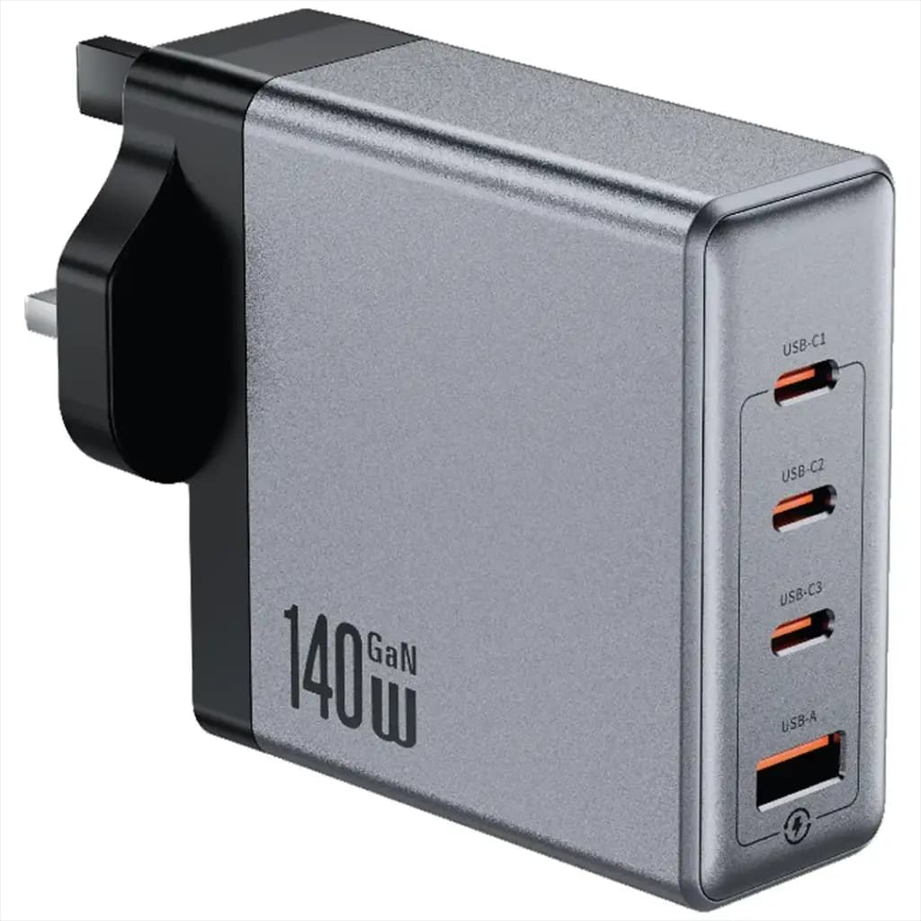 Green Lion GaN Premium 140W UK Plug Wall Charger PD+QC