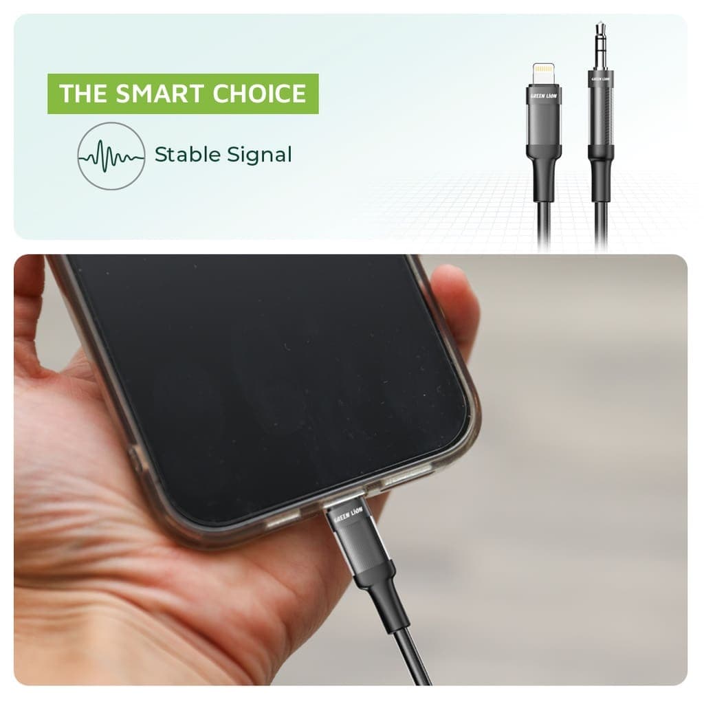 Green Lion Lightning To AUX Braided Cable(1m)