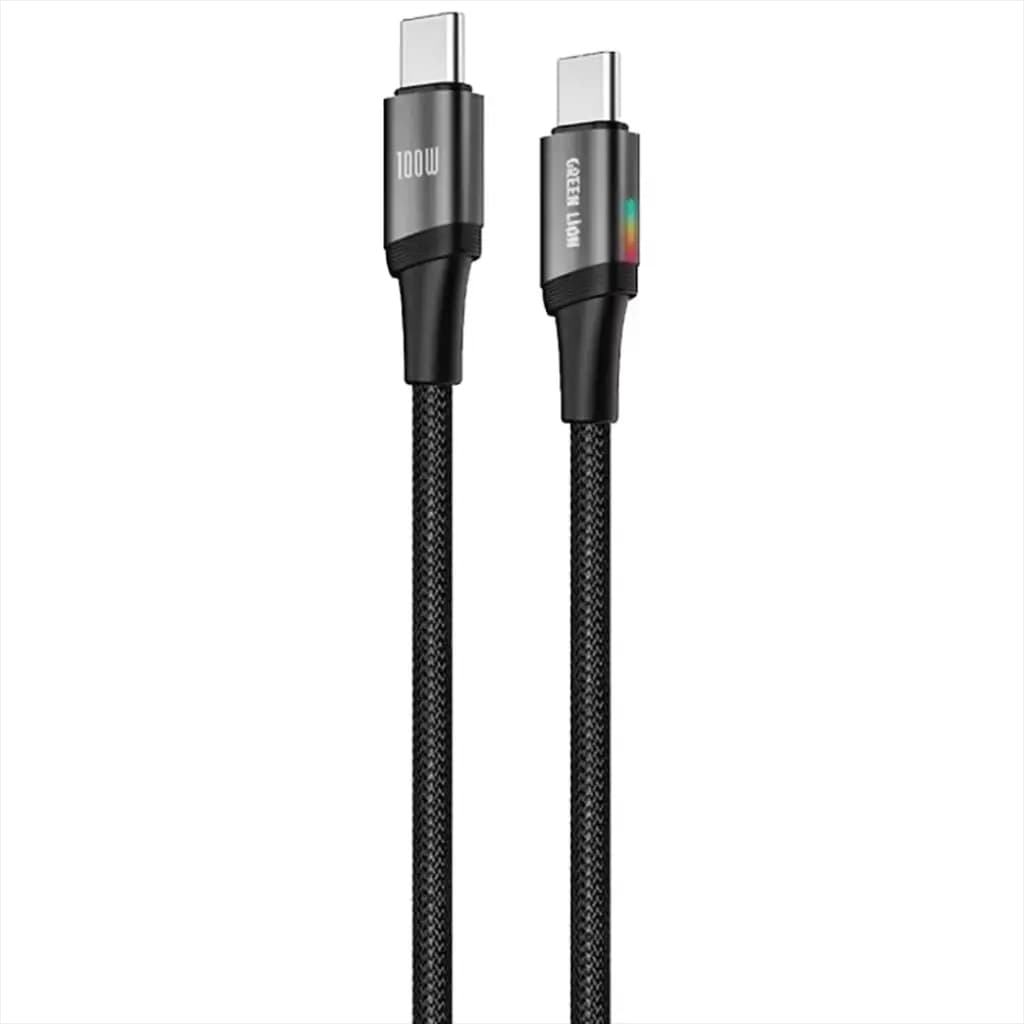 Green Lion Lumi Charge USB-C TO USB-C 1m Braided Cable PD 100W