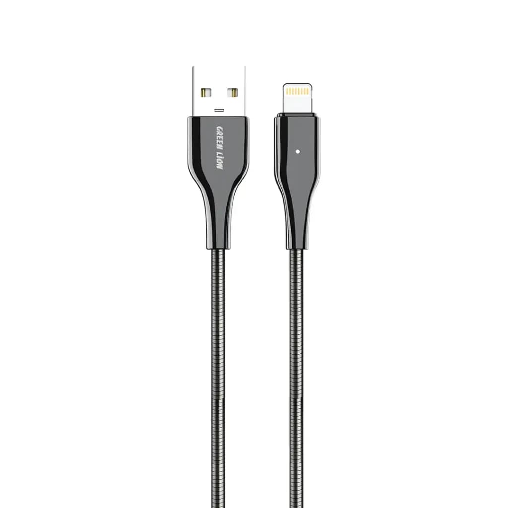 Green Lion Metal Spring Hose USB-A to Lightning Cable 1M 12W