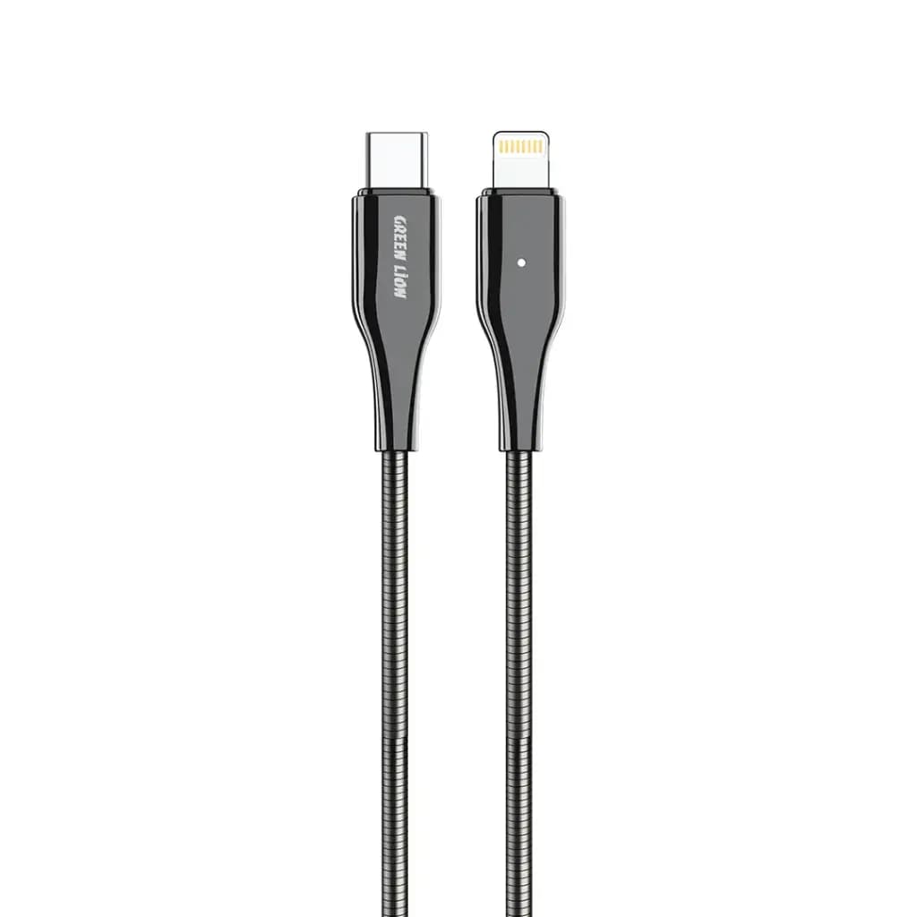 Green Lion Metal Spring Hose Cable USB-C To Lightning 30W 1M Cable