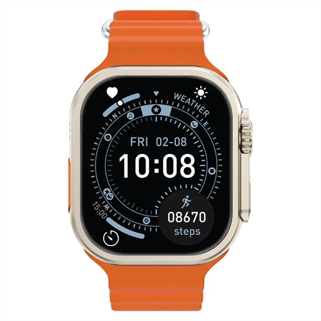 Smart Fitness Watch with Orange Strap