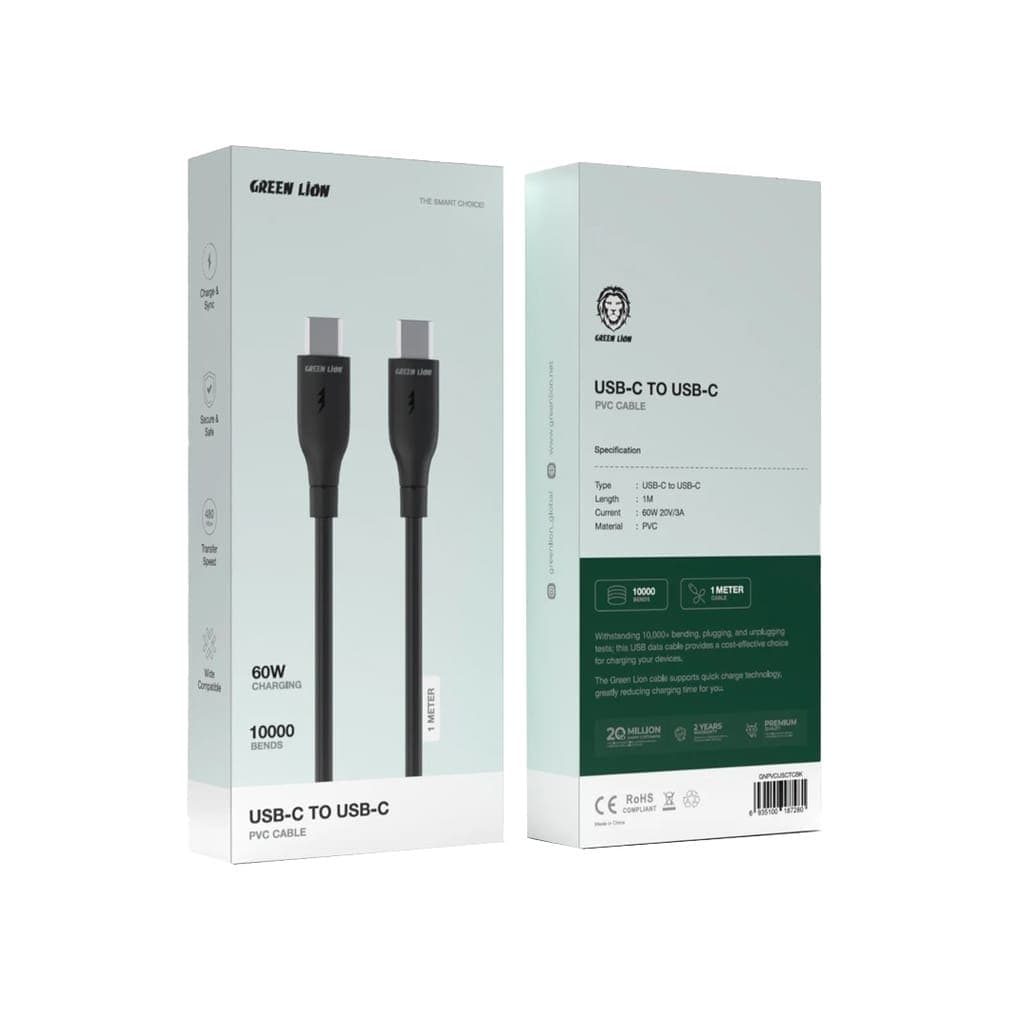 Green Lion USB-C to USB-C PVC Cable 1M
