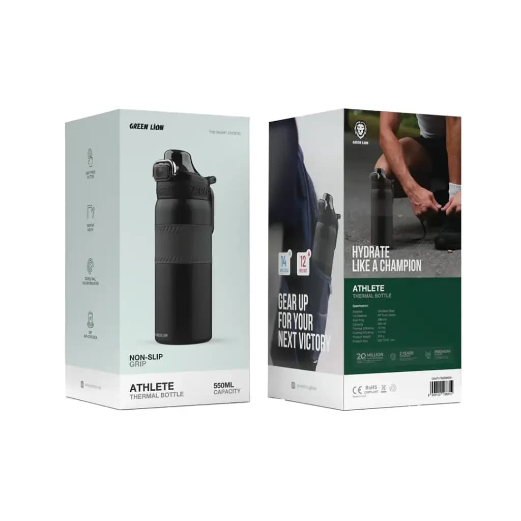 Green Lion Black Sports Water Bottle