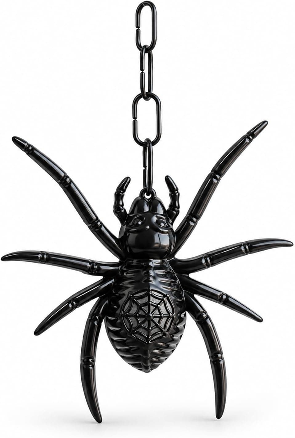 Halloween Spider Hanging Decoration with Multicolour Light, Battery Operated Black Spider with Chain, 27.5 x 17 cm, Indoor Window and Haunted House Party Decor