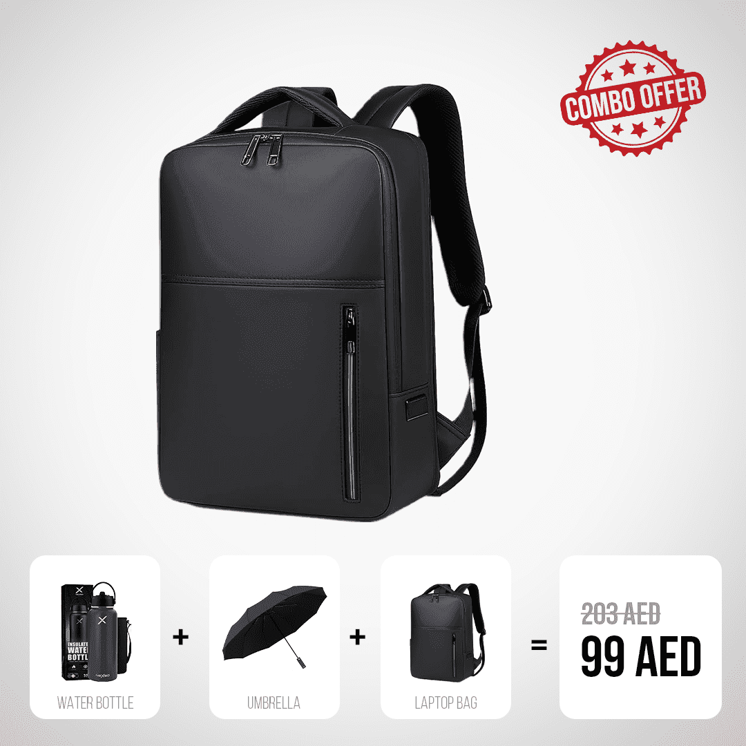 Combo Offer: Laptop Bag, Umbrella & Insulated Water Bottle