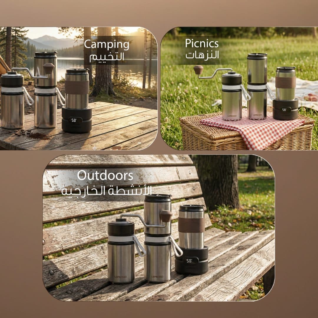 LèPRESSO Portable Manual Coffee Grinder & Electric Heater Set