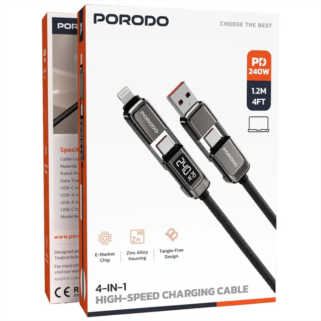 Porodo 4-IN-1 High-Speed Charging Cable
