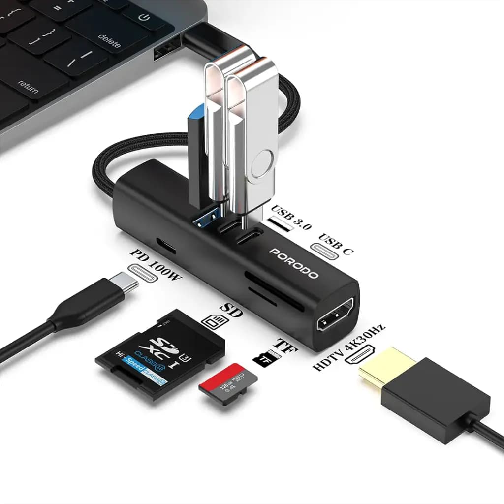 Porodo 7-In-1 Multi-Port USB Hub