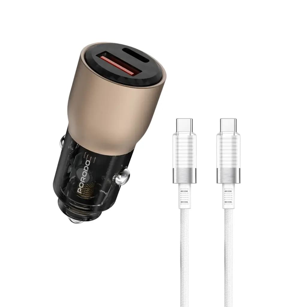 Porodo 95W Car Charger Transparent With 0.9M USB-C Cable