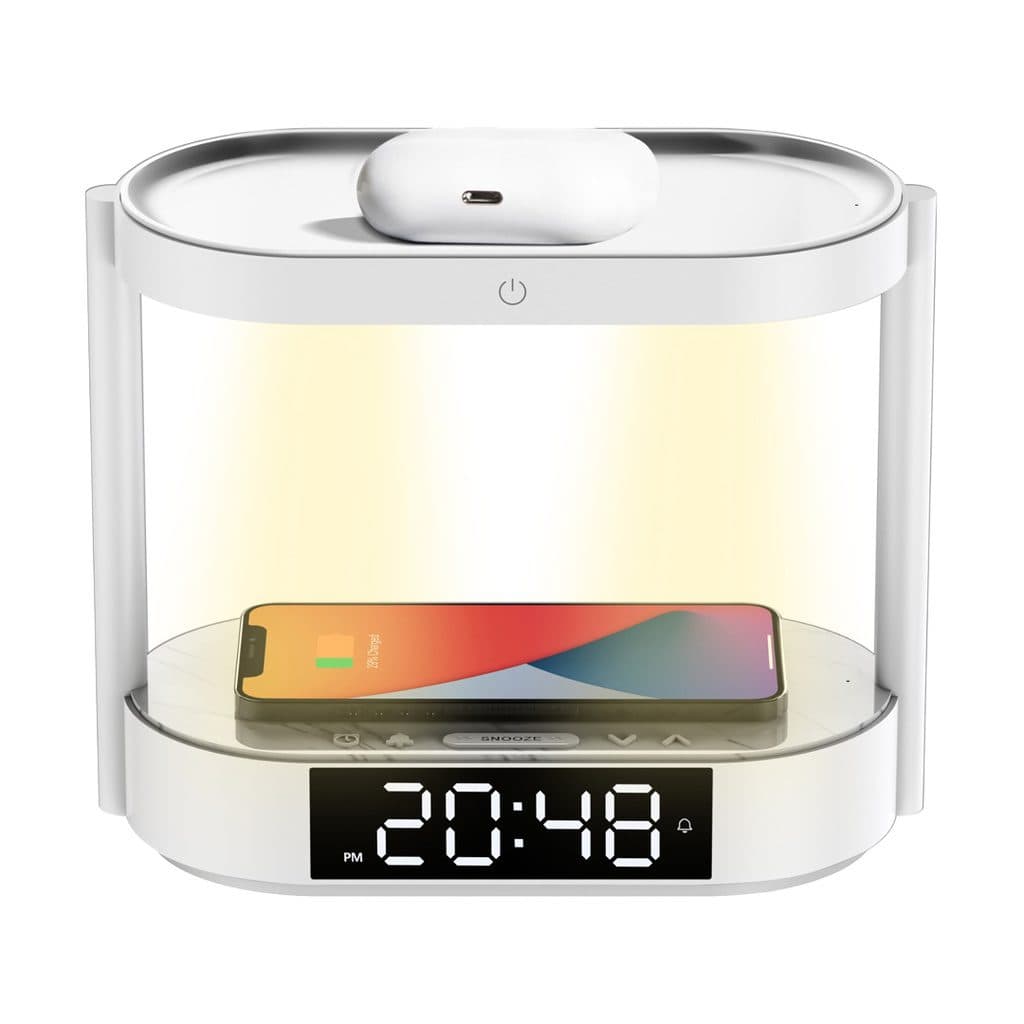 Multifunctional LED Alarm Clock with Wireless Charger and Night Light