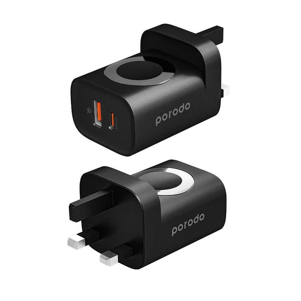 Porodo UK Plug Wall Charger with USB and USB-C Ports