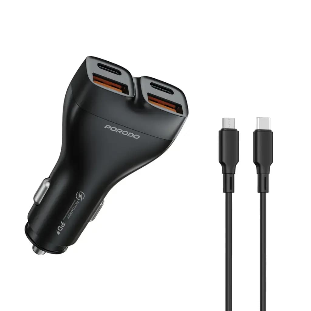 Porodo Dualpower 102W Car Charger USB-C To USB-C Cable