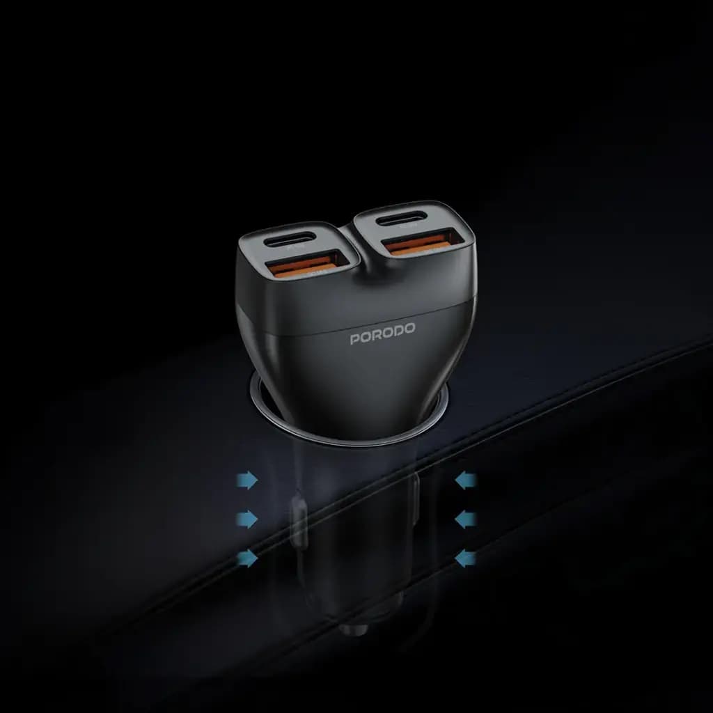 Porodo Dualpower 102W Car Charger USB-C To USB-C Cable