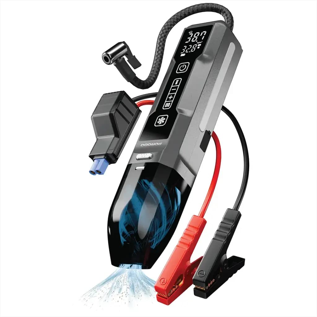 Porodo IGNATOV Jump Starter & Air Pump with Handheld Vacuum | USB-C Recharge