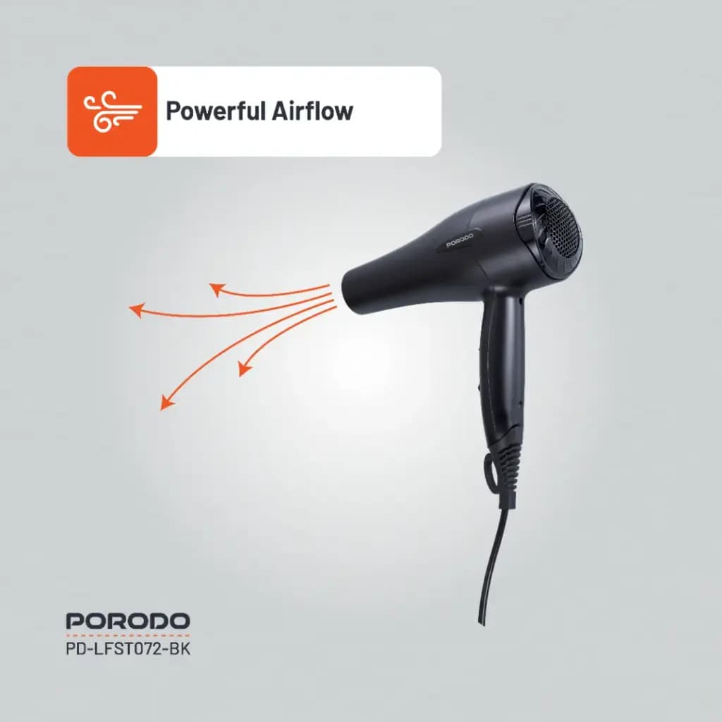 Porodo Lifestyle 1200W Hair Dryer 1.8M Cable