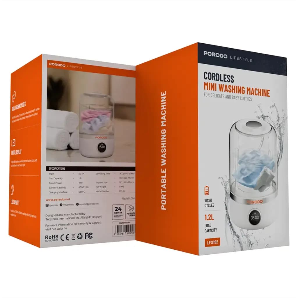 Porodo Lifestyle Cordless Mini Washing Machine