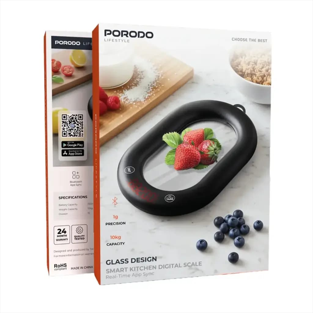 Porodo Lifestyle Glass Design Smart Kitchen Digital Scale