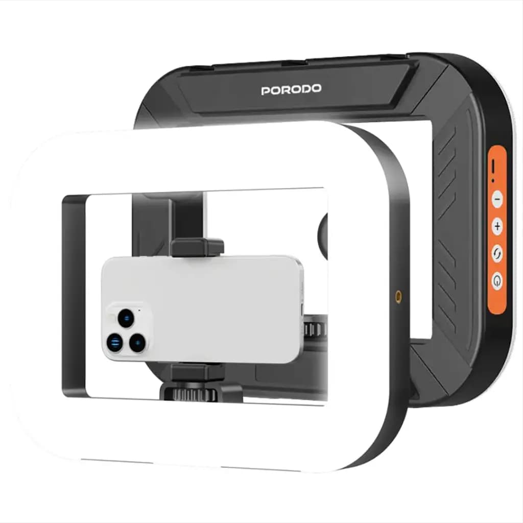 Porodo Lifestyle Handheld ring grip Camera & phone vlogging light Desktop support | Phone clamp