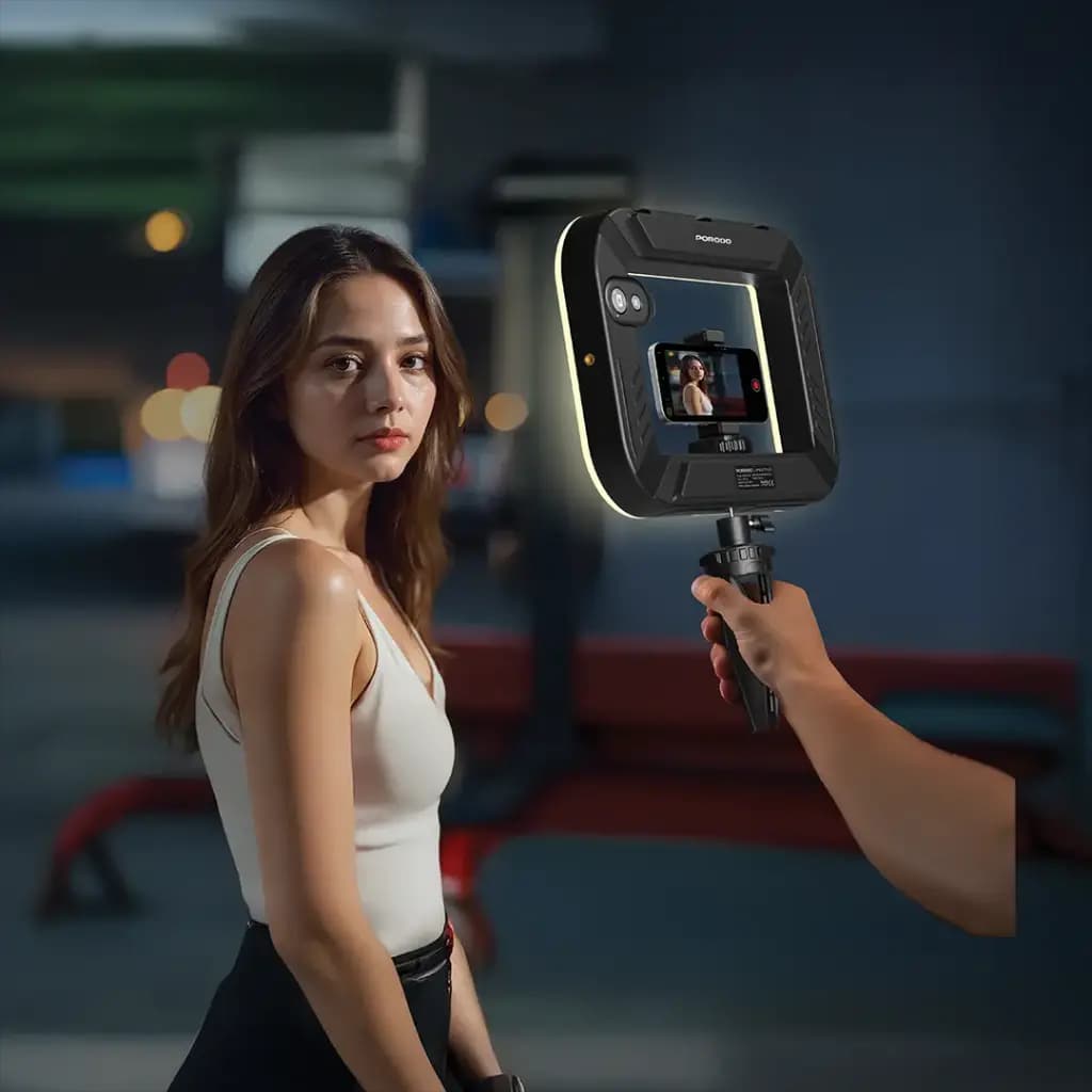 Porodo Lifestyle Handheld ring grip Camera & phone vlogging light Desktop support | Phone clamp