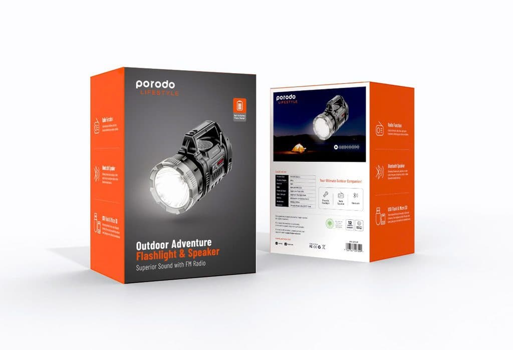 Porodo Portable LED Spotlight with Radio