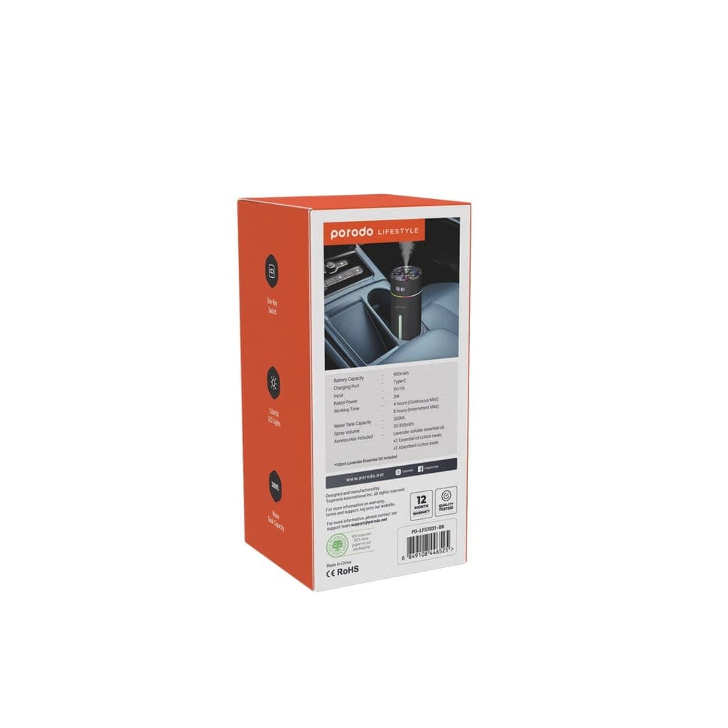 Porodo Lifestyle Portable Air Diffuser with LED Lighting