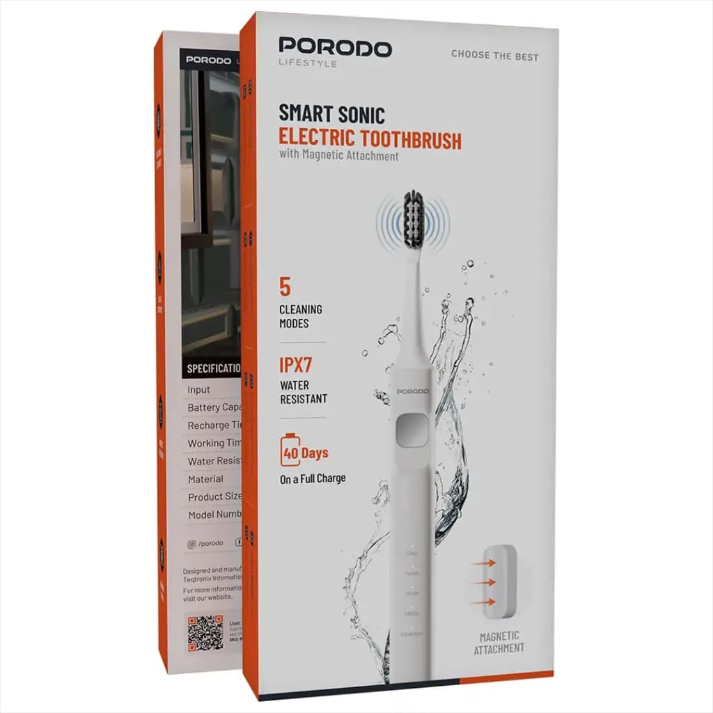 Porodo Lifestyle Smart Sonic Electric Toothbrush with Magnetic Attachment