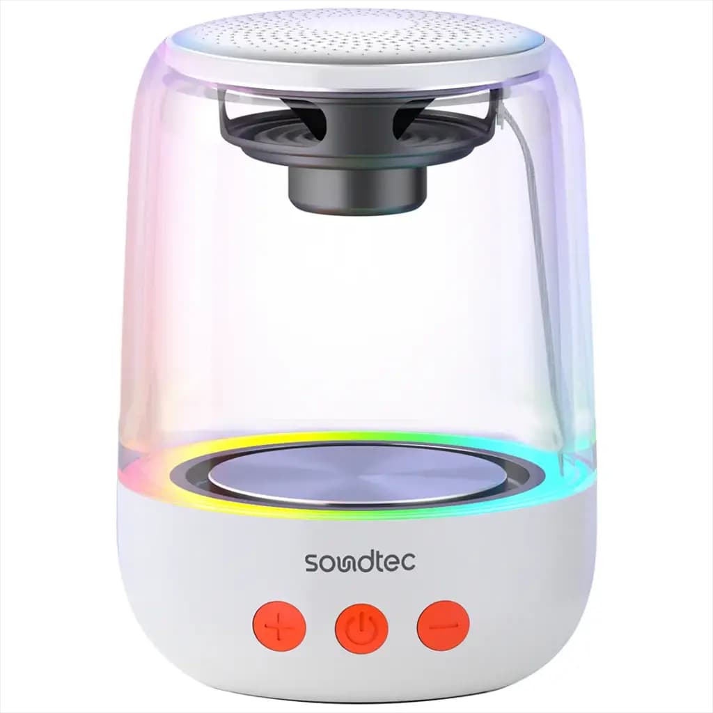 Porodo Soundtec Crystal-Glow Mini Bluetooth Speaker with TWS Pairing | Hands-Free Calls