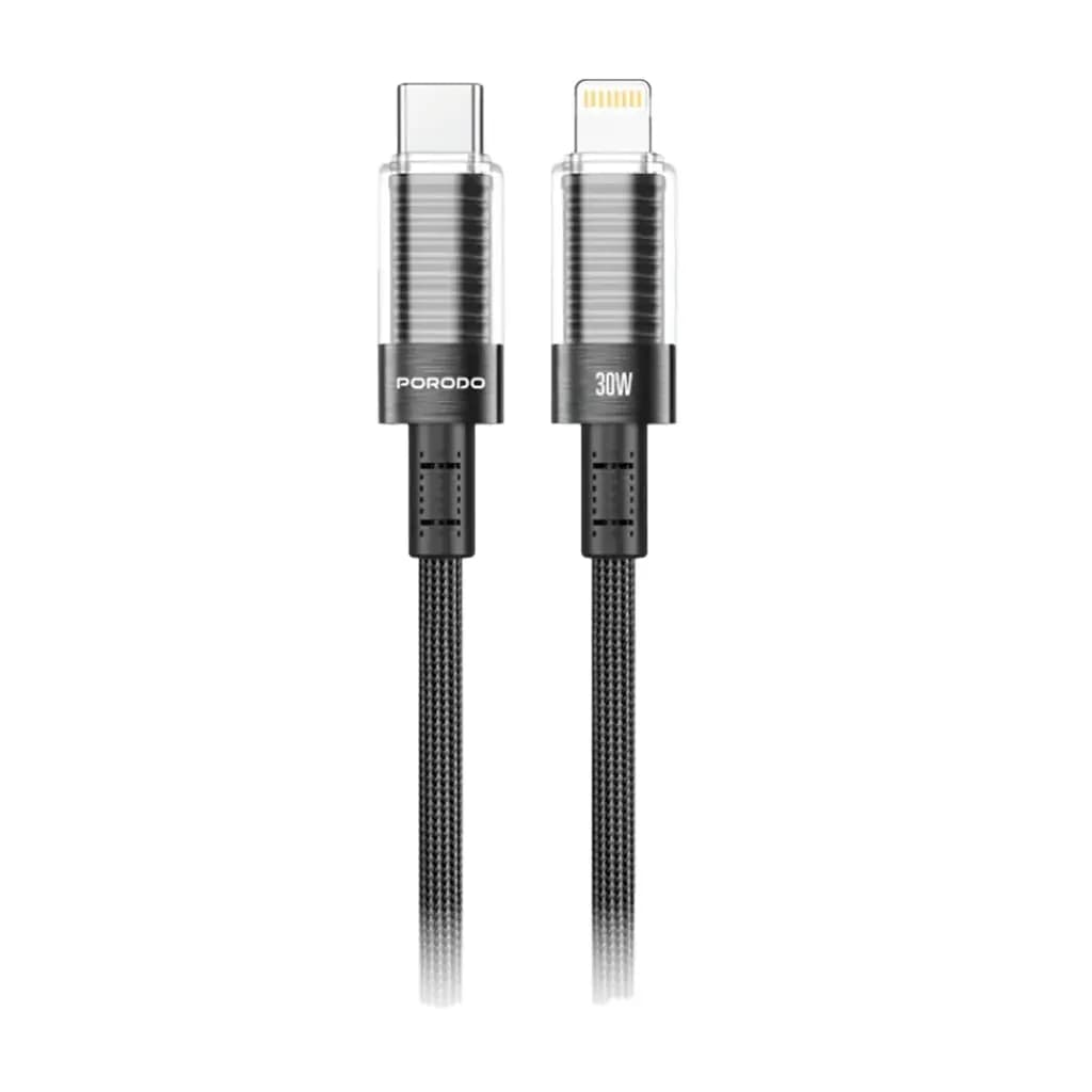 Porodo Transparent Shell USB-C to Lightning Cable