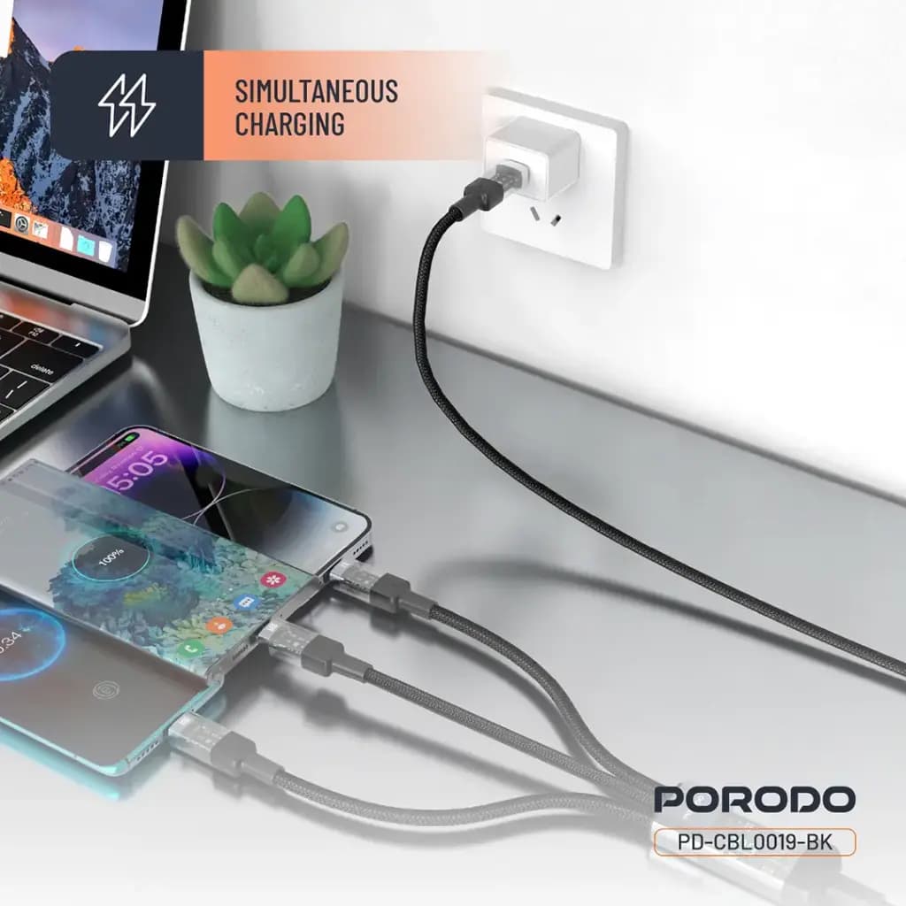 Porodo Transparent Type-C Input Fast Charging Cable