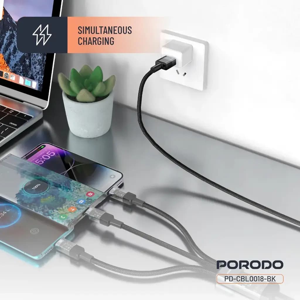 Porodo Transparent USB-A Input Fast Charging Cable