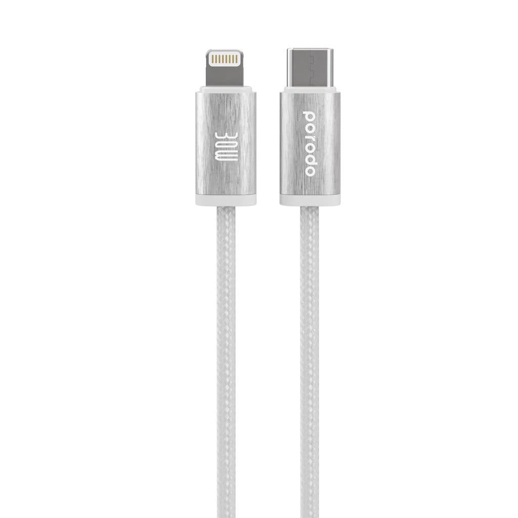 Porodo Woven Braided USB-C to Lightning Cable 1.2m
