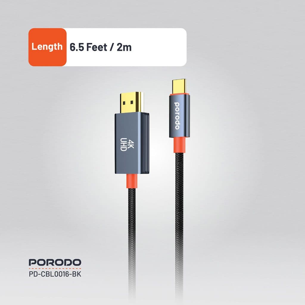 Porodo Woven Cable Type-C to HDMI