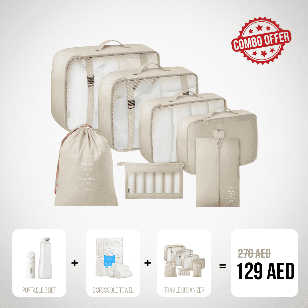 Travel Organizer Set with Portable Bidet & Disposable Towels Combo