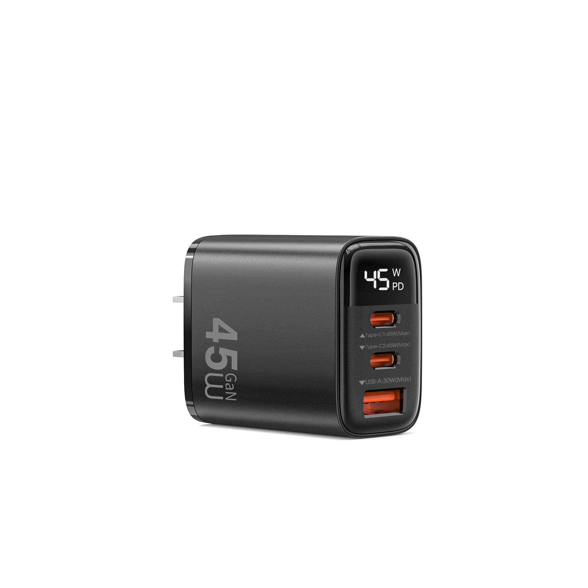 WI-G011 Firefly 45W Digital Display Charger USB and Type-C Ports - Black
