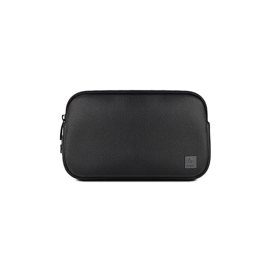 Black Leather Travel Organizer Pouch