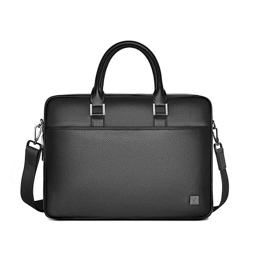 Black Leather Laptop Briefcase Bag