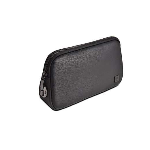 Black Leather Zippered Pouch
