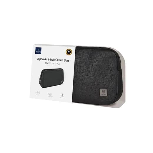 Black Leather Zippered Pouch