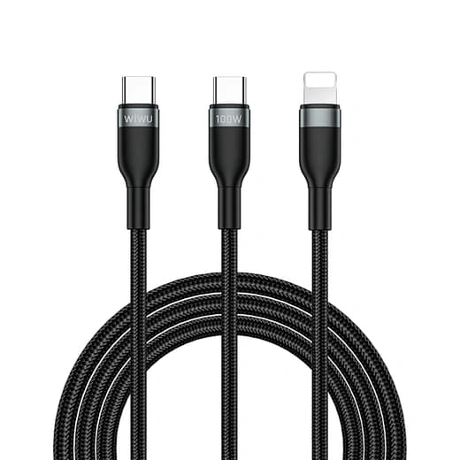 WiWU 3-in-1 USB-C to USB-C & Lightning Charging Cable
