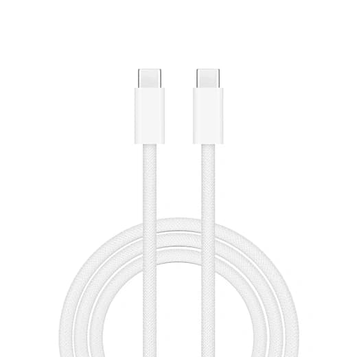White USB-C to USB-C Braided Charging Cable